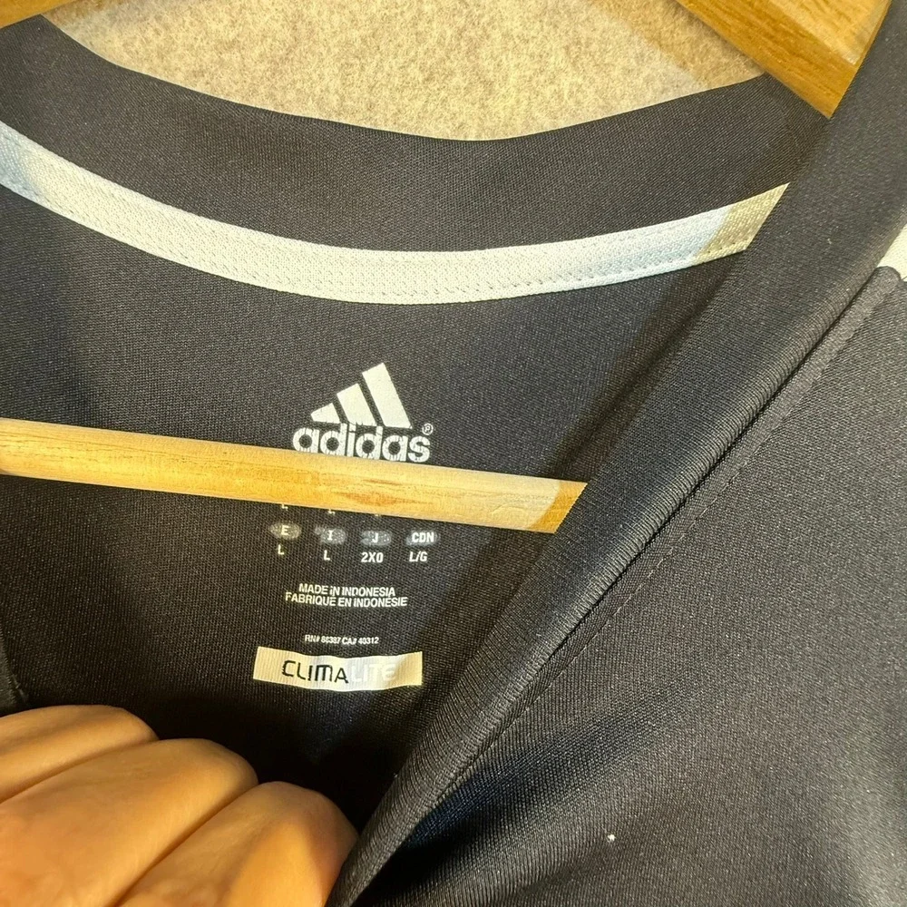 Adidas Mens Climalite 3 Stripe Performance T-Shirt Black Large RN 88387 CA 40312